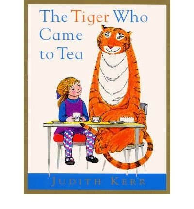 The Tiger Who Came to Tea book cover showing tiger at table